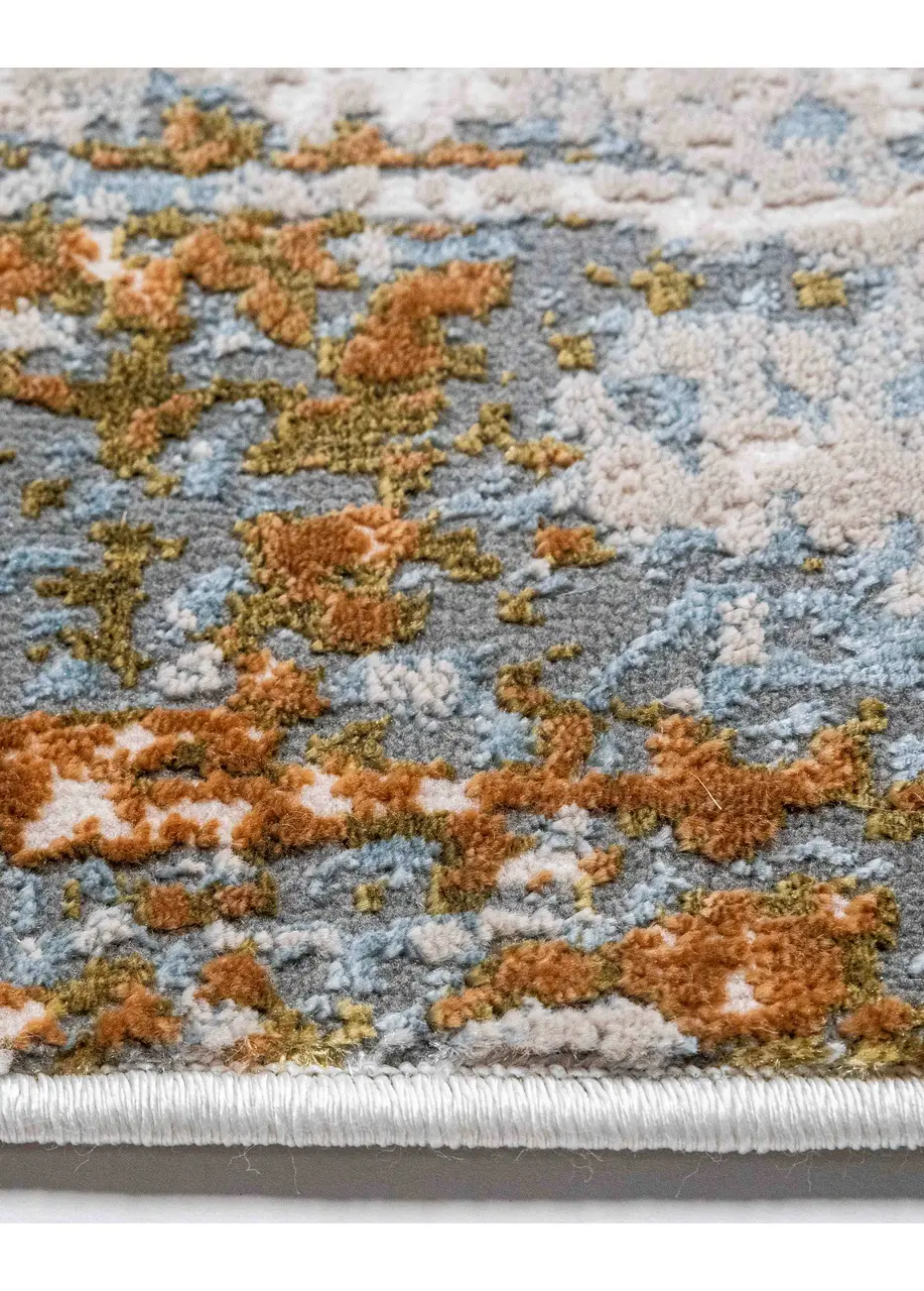 Tapete Vintage Beige con Estrías en Cobre y Gris Azulado