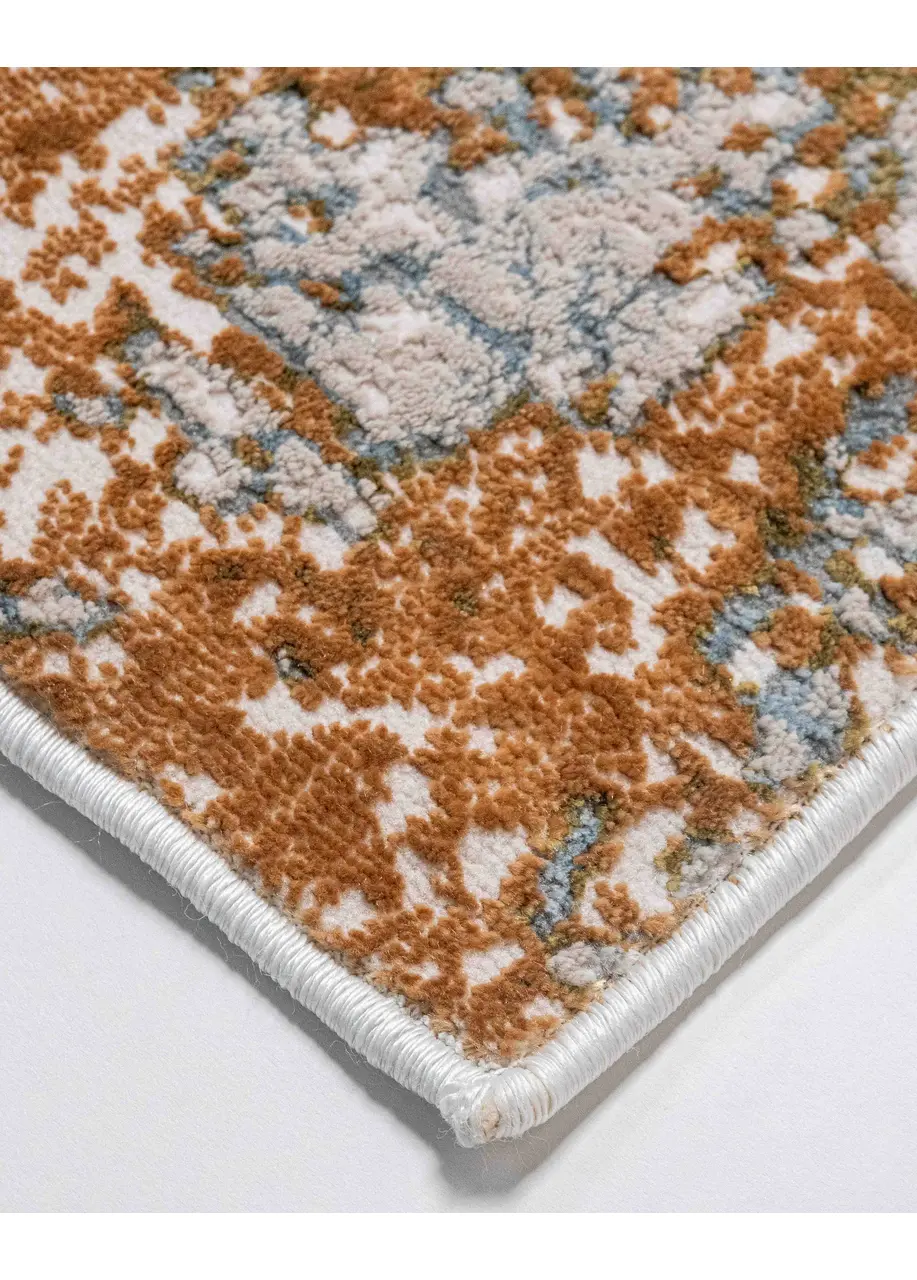 Tapete Vintage Beige con Estrías en Cobre y Gris Azulado