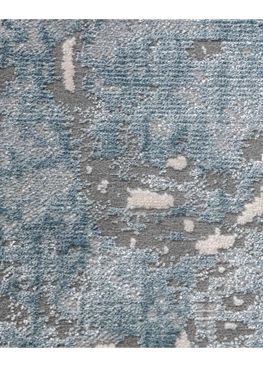 Tapete Abstracto Gris con Mármol Fluido en Celeste y Carbón