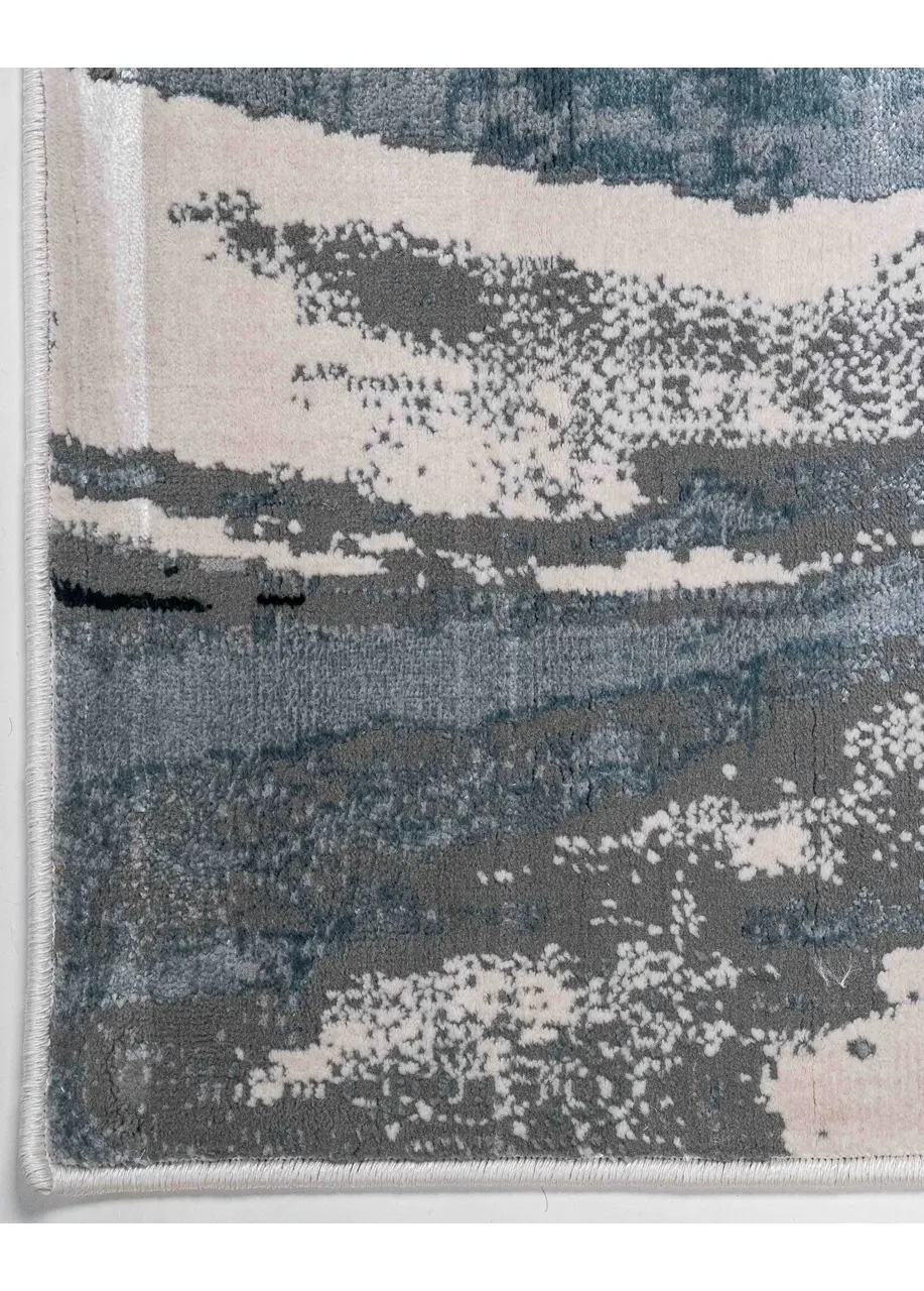 Tapete Abstracto Gris con Mármol Fluido en Celeste y Carbón