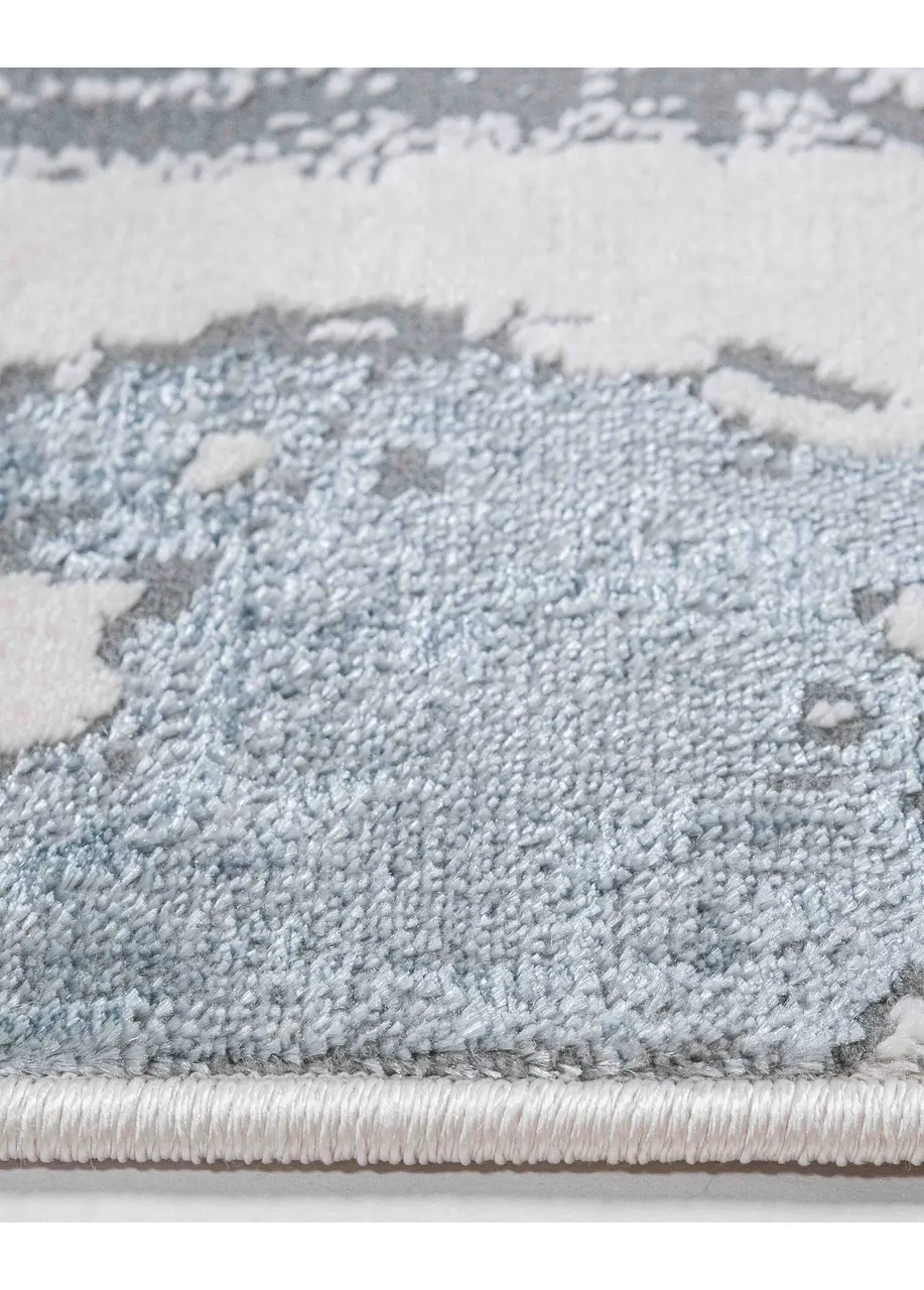 Tapete Abstracto Gris con Mármol Fluido en Celeste y Carbón