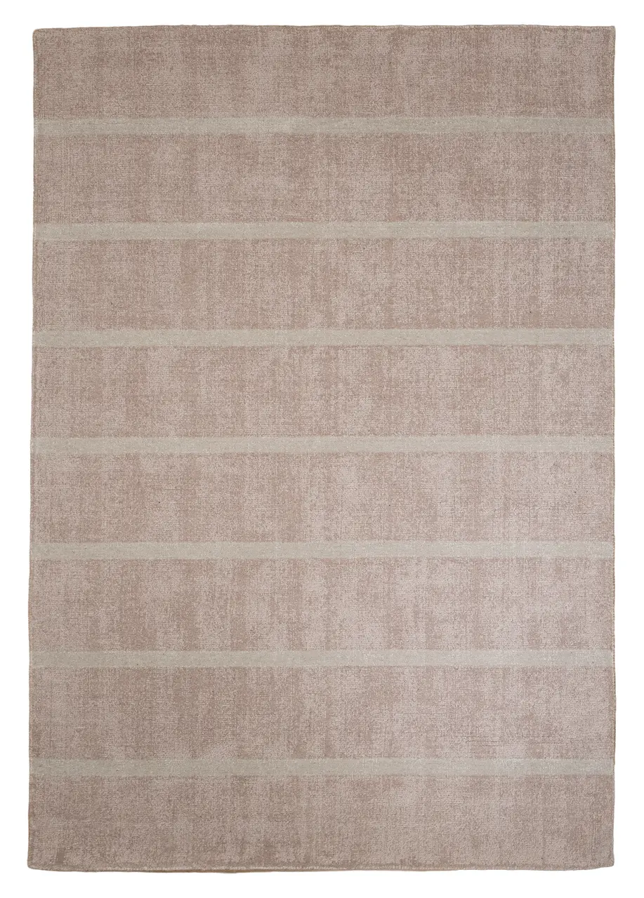Tapete Texturizado Rosa Palo con Franjas Anchas en Beige