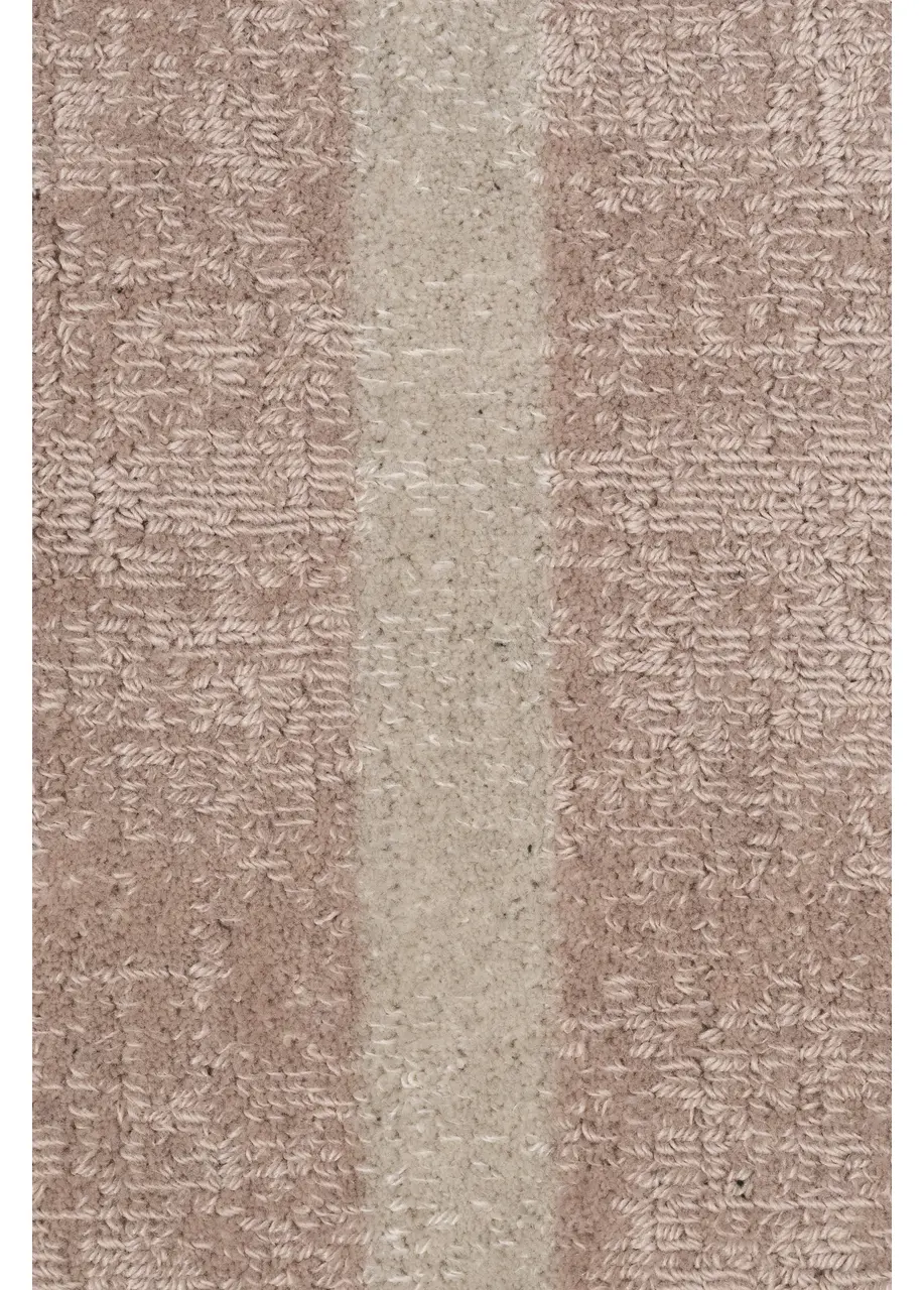 Tapete Texturizado Rosa Palo con Franjas Anchas en Beige - Vista alternativa