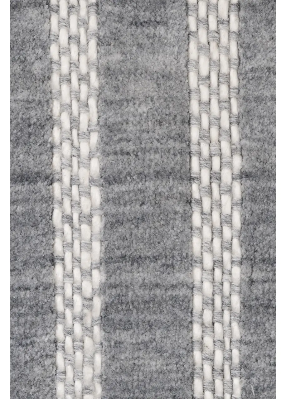 Tapete Texturizado Gris con Rayas Trenzadas en Marfil - Vista alternativa