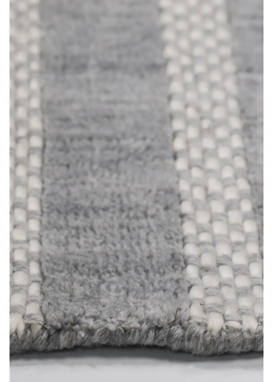 Tapete Texturizado Gris con Rayas Trenzadas en Marfil