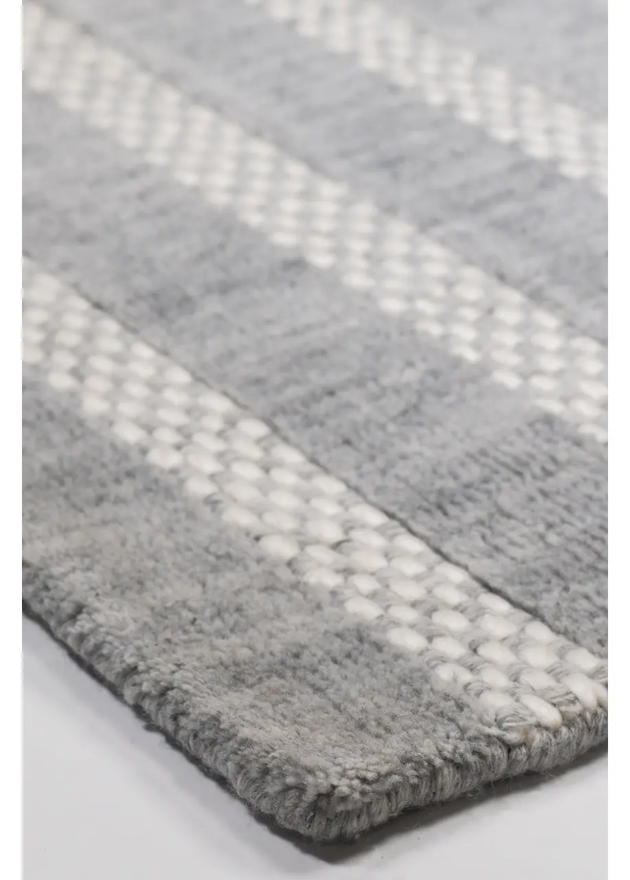 Tapete Texturizado Gris con Rayas Trenzadas en Marfil