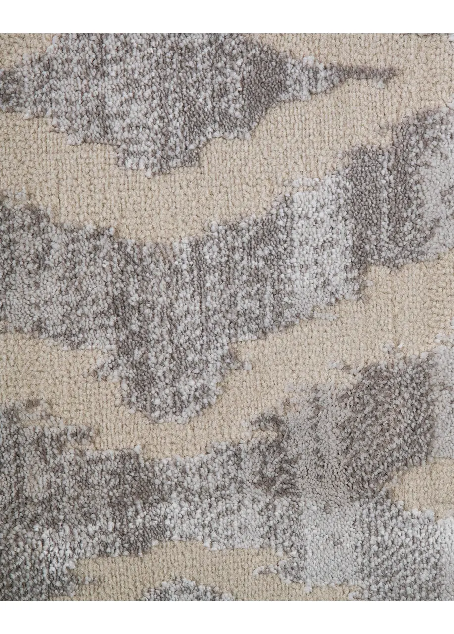 Tapete Geométrico Gris con Rombos Ikat en Crema