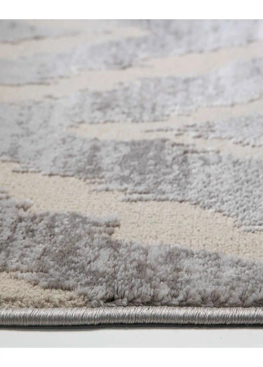 Tapete Geométrico Gris con Rombos Ikat en Crema