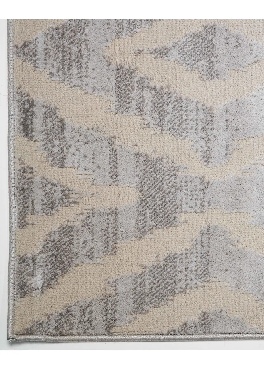 Tapete Geométrico Gris con Rombos Ikat en Crema