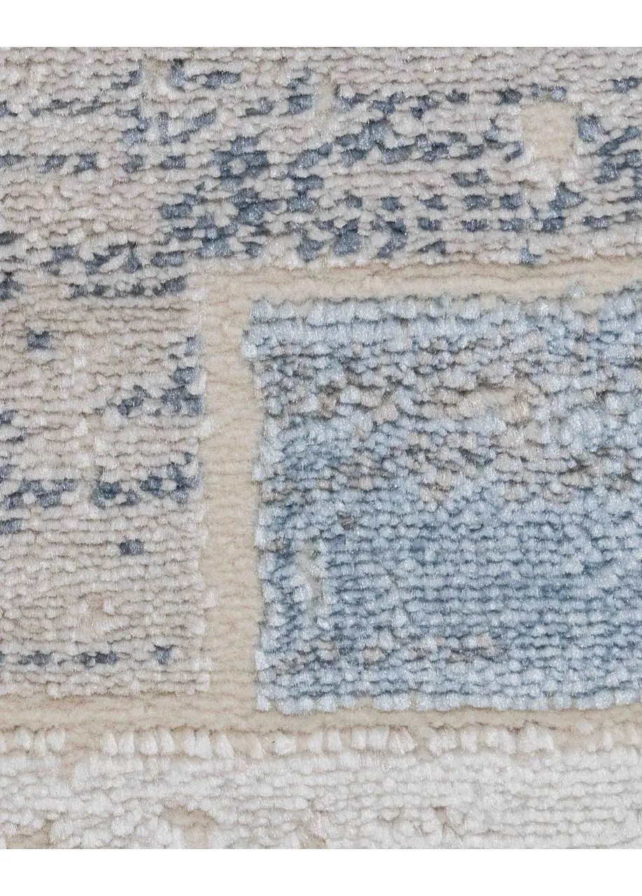 Tapete Moderno Gris con Bloques Horizontales en Azul