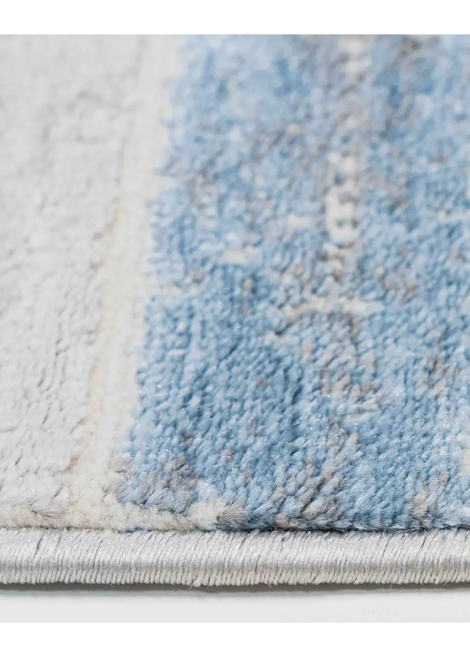 Tapete Moderno Gris con Bloques Horizontales en Azul