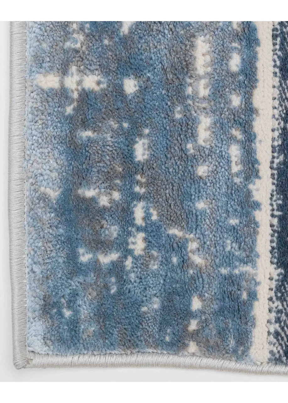 Tapete Moderno Gris con Bloques Horizontales en Azul