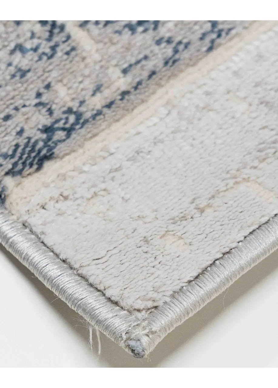 Tapete Moderno Gris con Bloques Horizontales en Azul