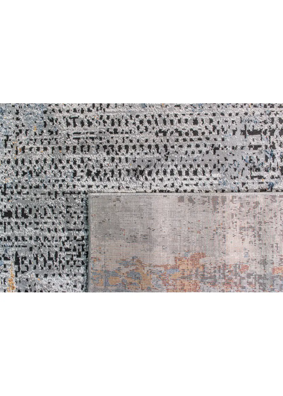 Tapete Abstracto Gris con Retícula Punteada en Óxido y Azul