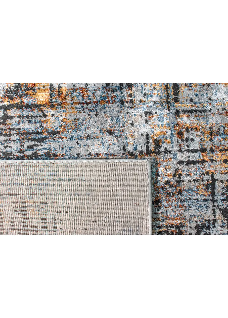 Tapete Moderno Gris con Trazos Negros y Toques Ocre