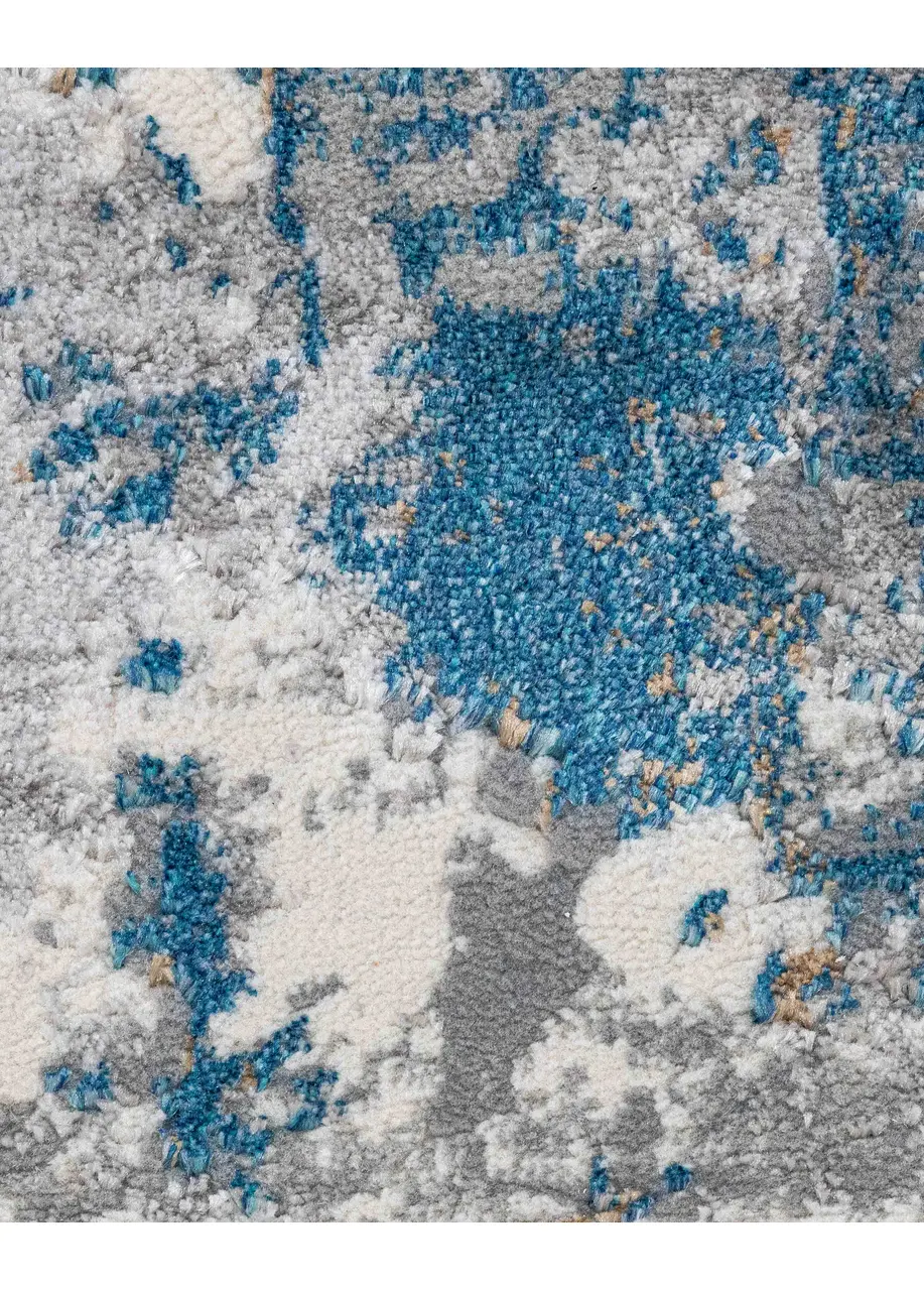 Tapete Abstracto Gris con Manchas en Azul Petróleo