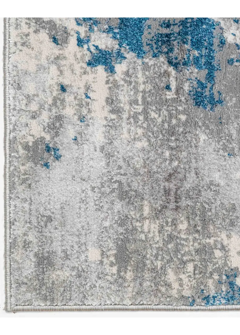 Tapete Abstracto Gris con Manchas en Azul Petróleo