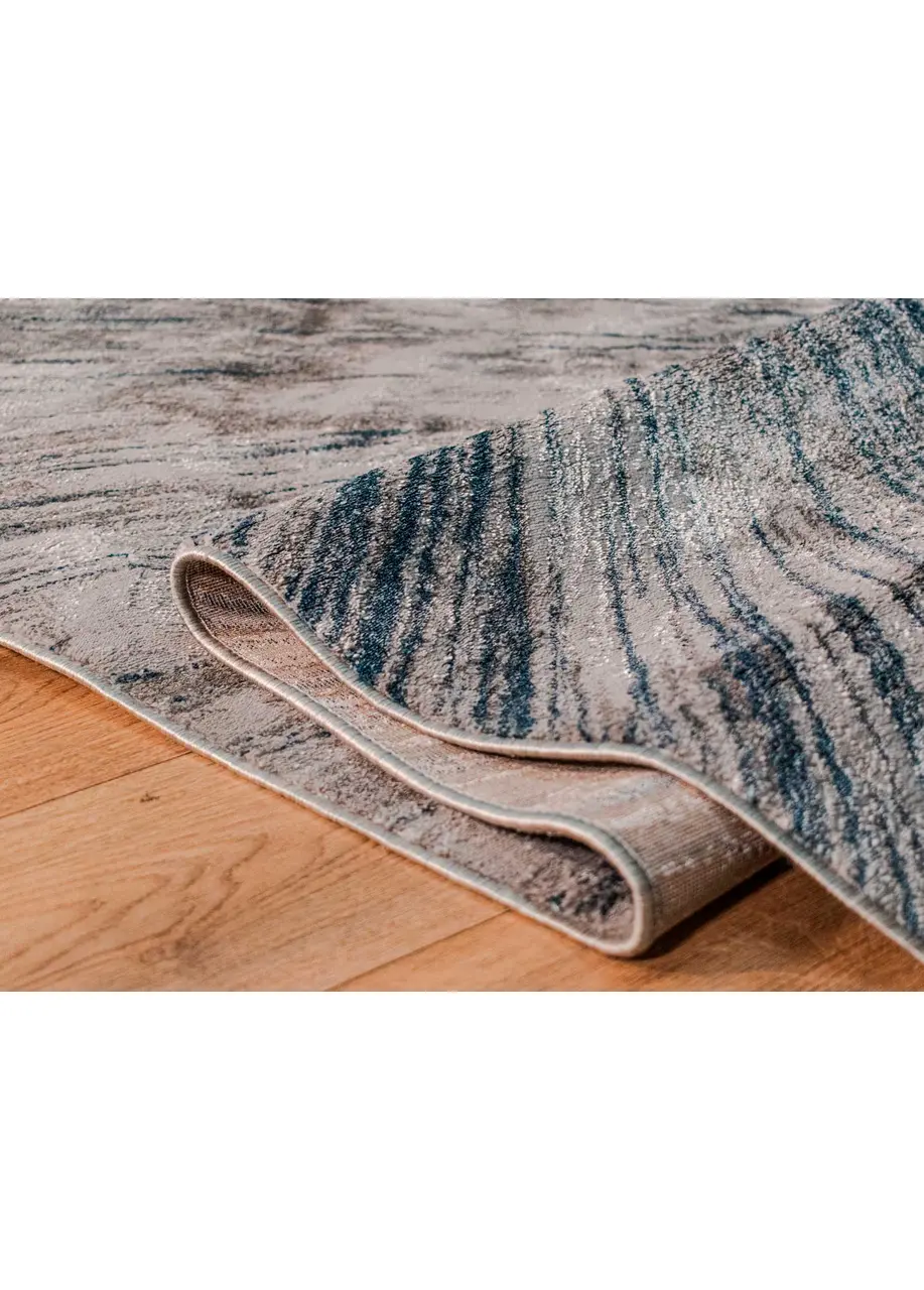 Tapete Moderno Gris con Diseño Radial en Azul