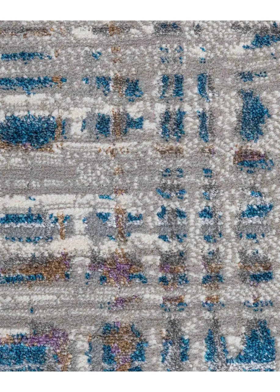 Tapete Moderno Gris con Retícula en Azul y Morado