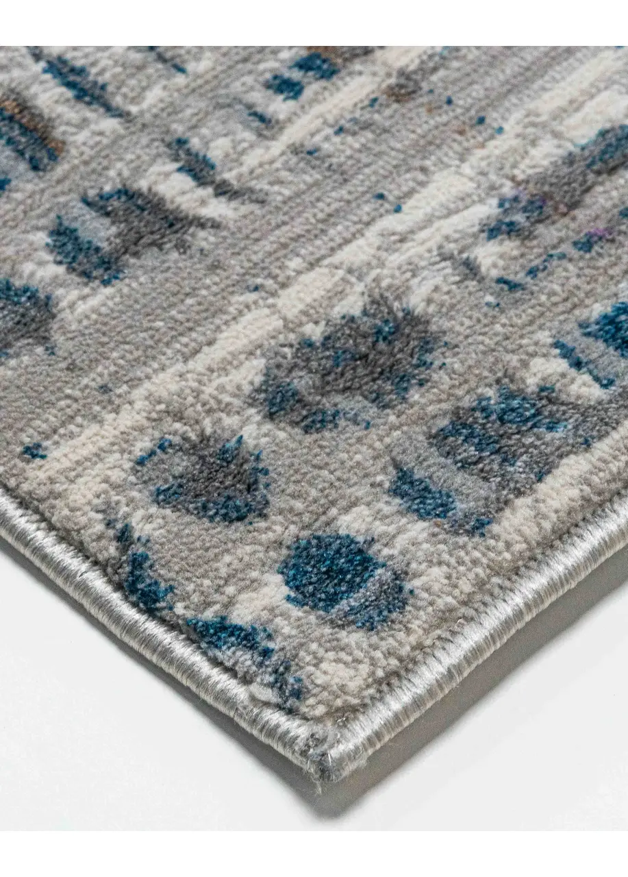 Tapete Moderno Gris con Retícula en Azul y Morado