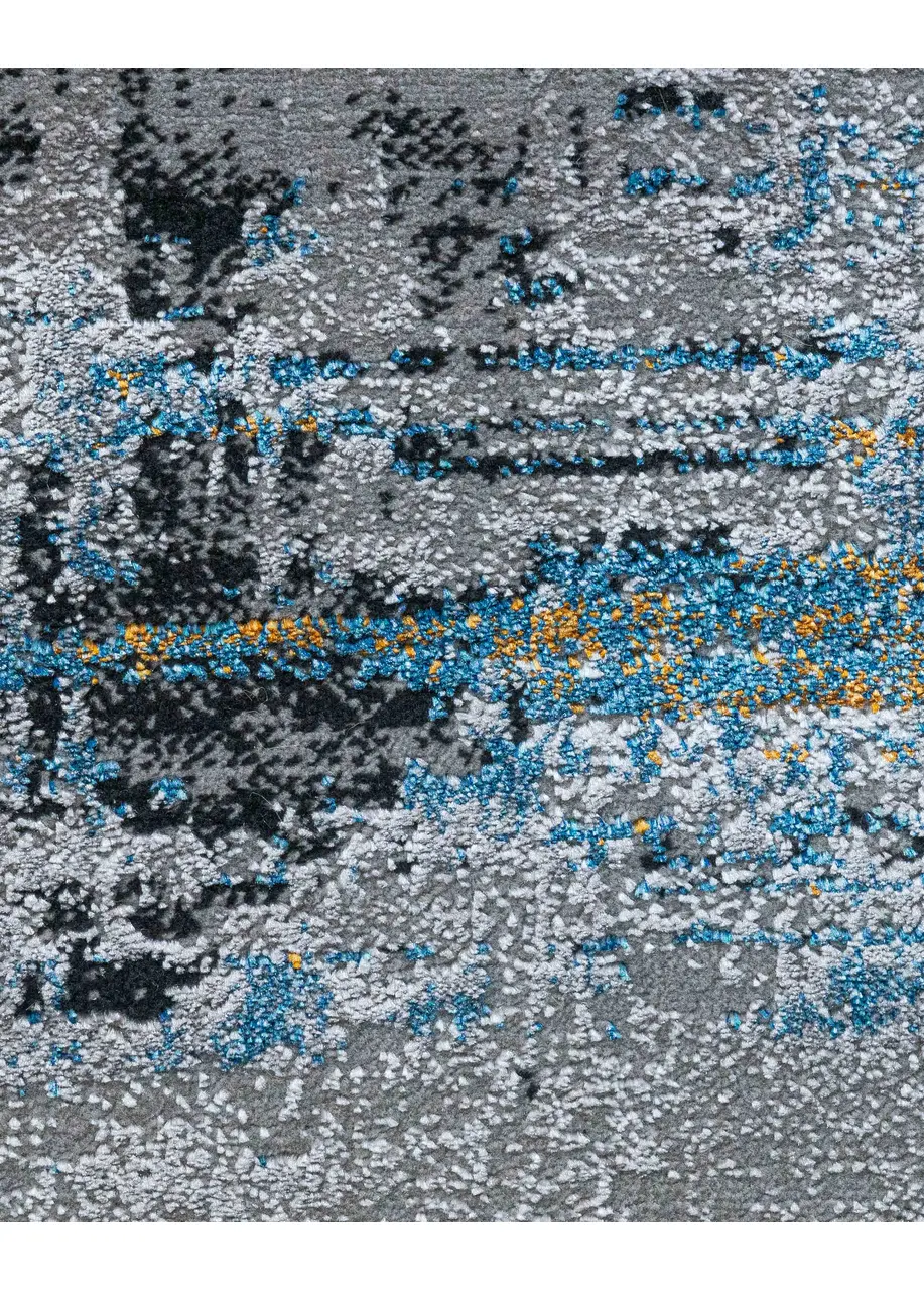 Tapete Abstracto Gris con Pinceladas en Negro y Azul