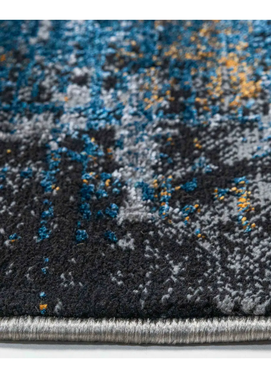 Tapete Abstracto Gris con Pinceladas en Negro y Azul
