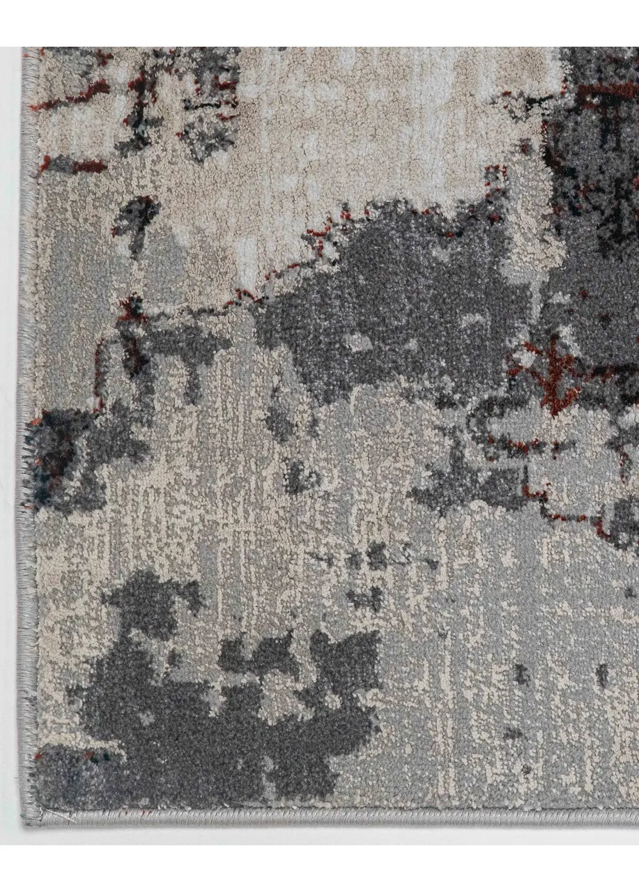 Tapete Abstracto Gris con Manchas Moteadas y Vetas Terracota