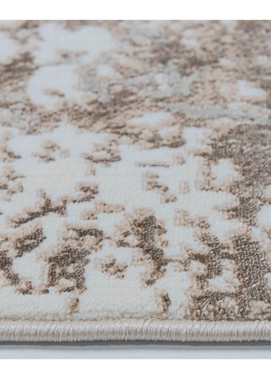 Tapete Abstracto Beige con Manchas en Café y Verde Bosque