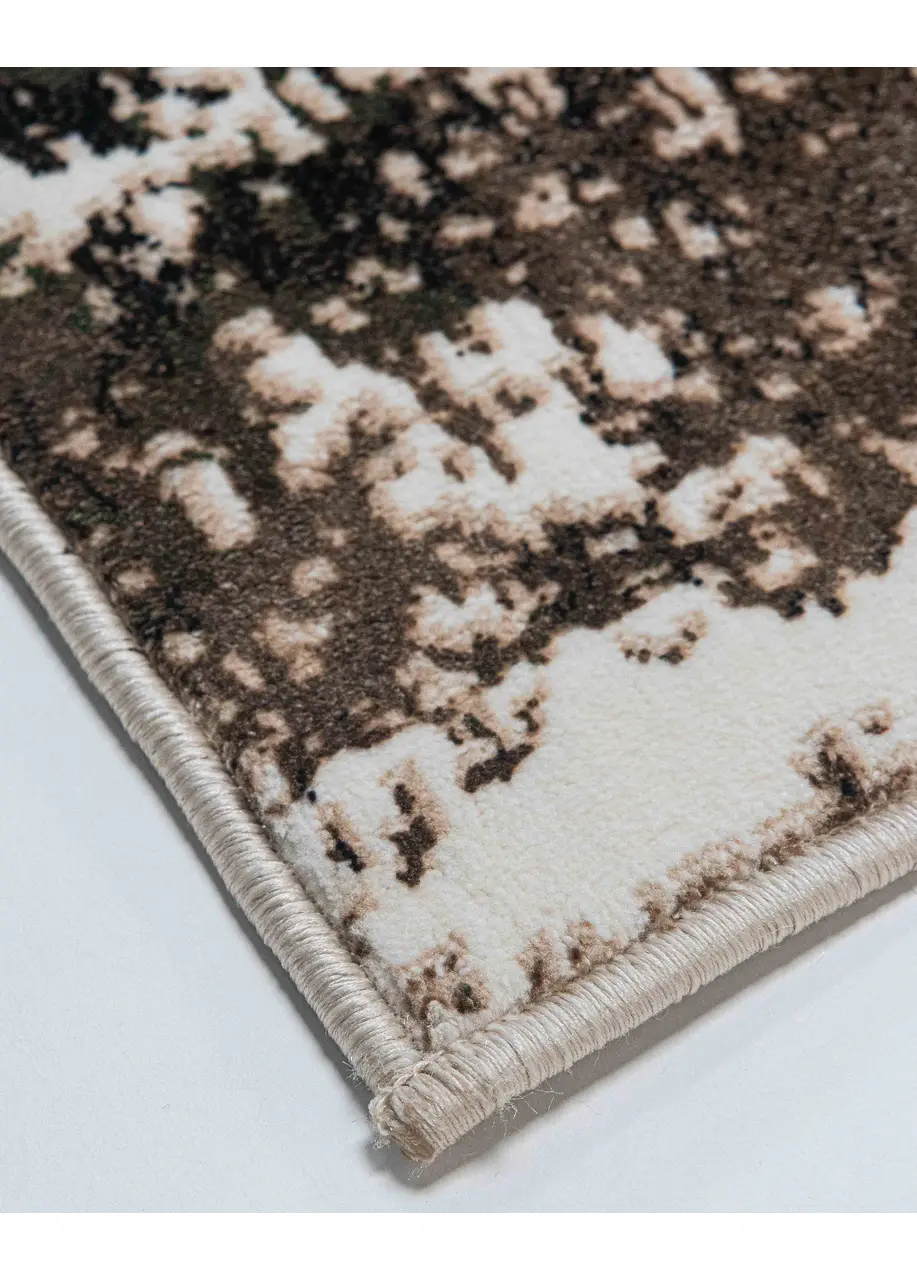 Tapete Abstracto Beige con Manchas en Café y Verde Bosque