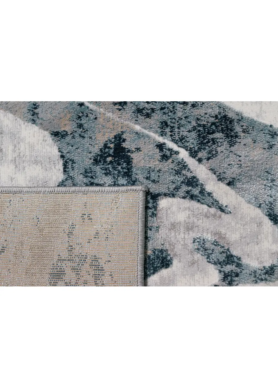 Tapete Abstracto Gris con Vetas Onduladas en Azul Petróleo