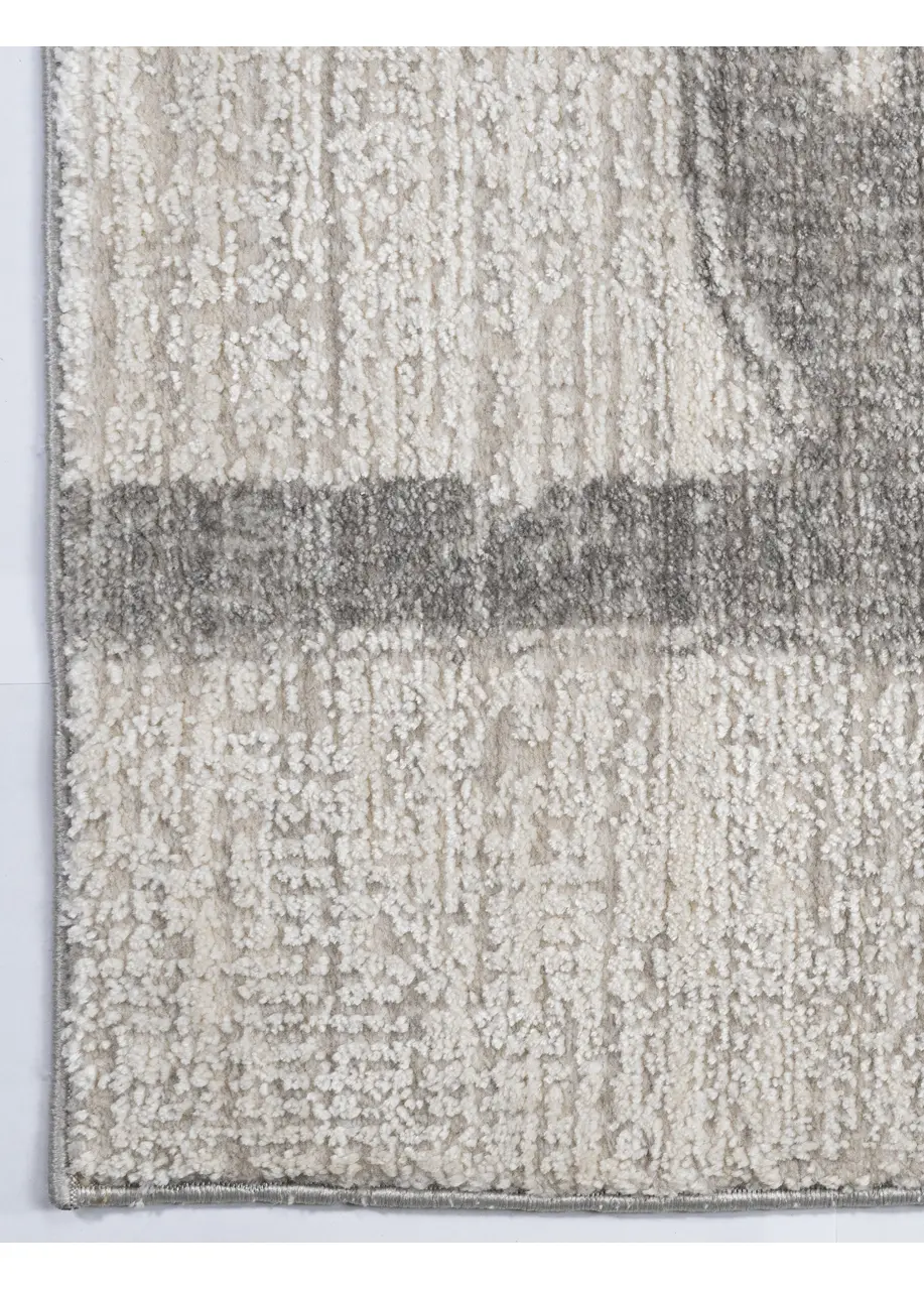 Tapete Moderno Marfil con Bloques Trazados en Gris