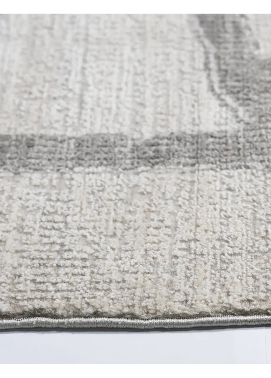 Tapete Moderno Marfil con Bloques Trazados en Gris