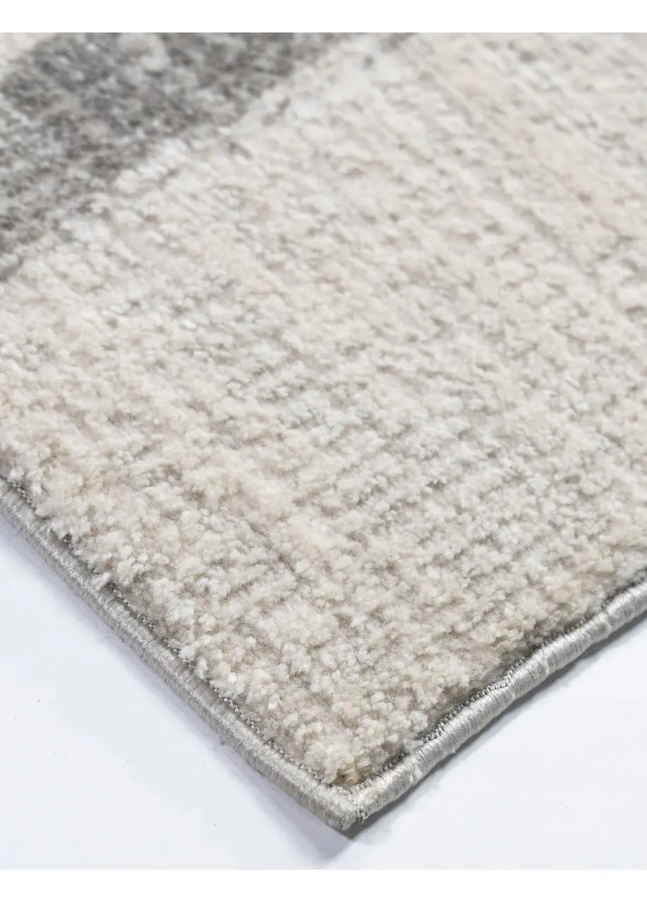 Tapete Moderno Marfil con Bloques Trazados en Gris