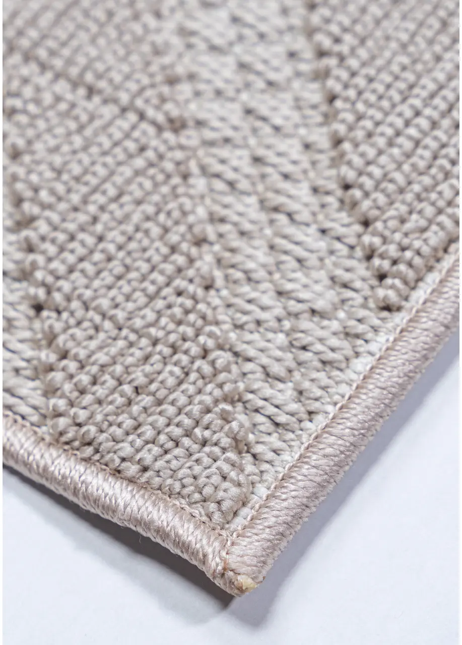 Tapete Geométrico Beige con Rombos Concéntricos en Relieve
