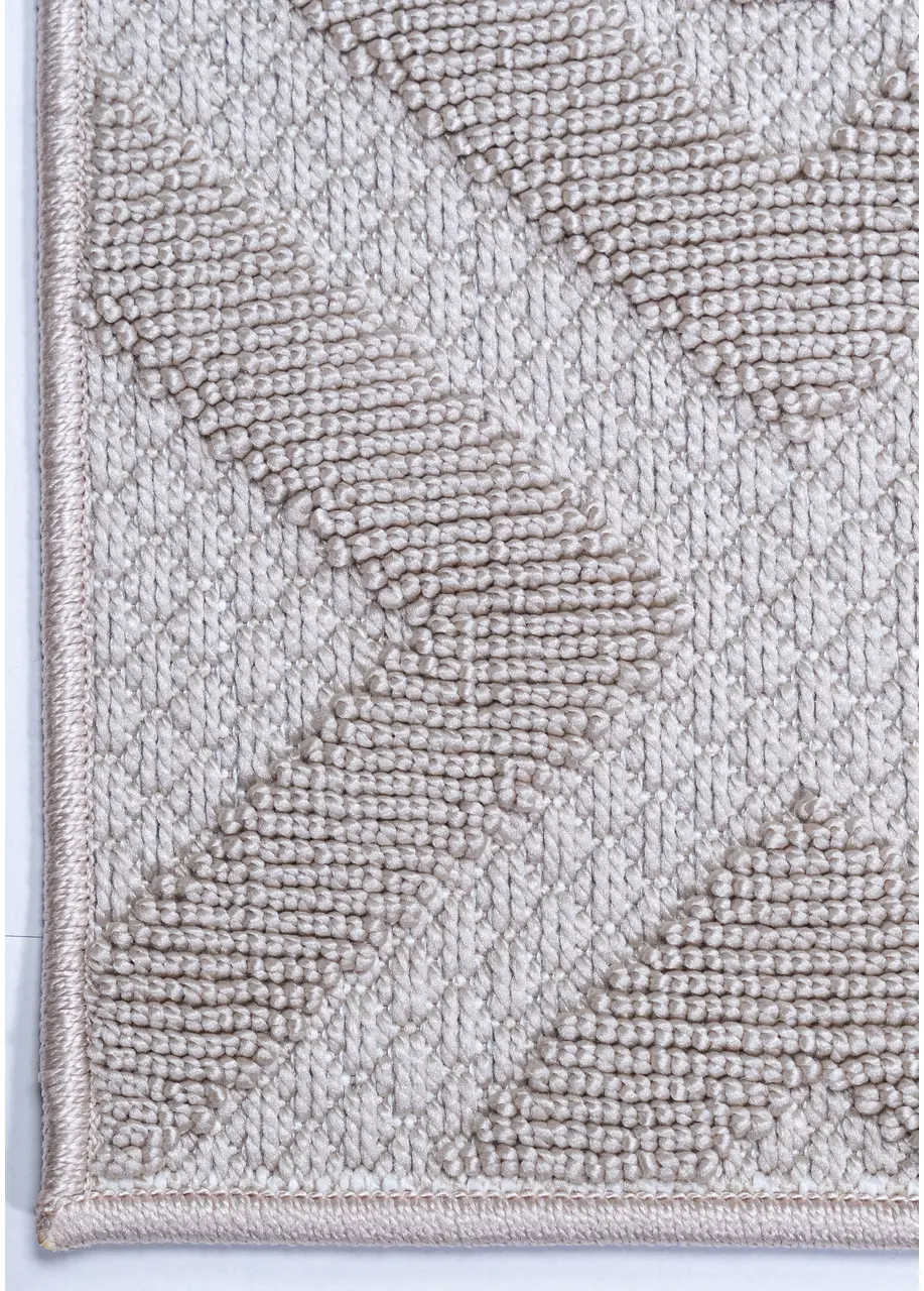 Tapete Geométrico Beige con Rombos Concéntricos en Relieve