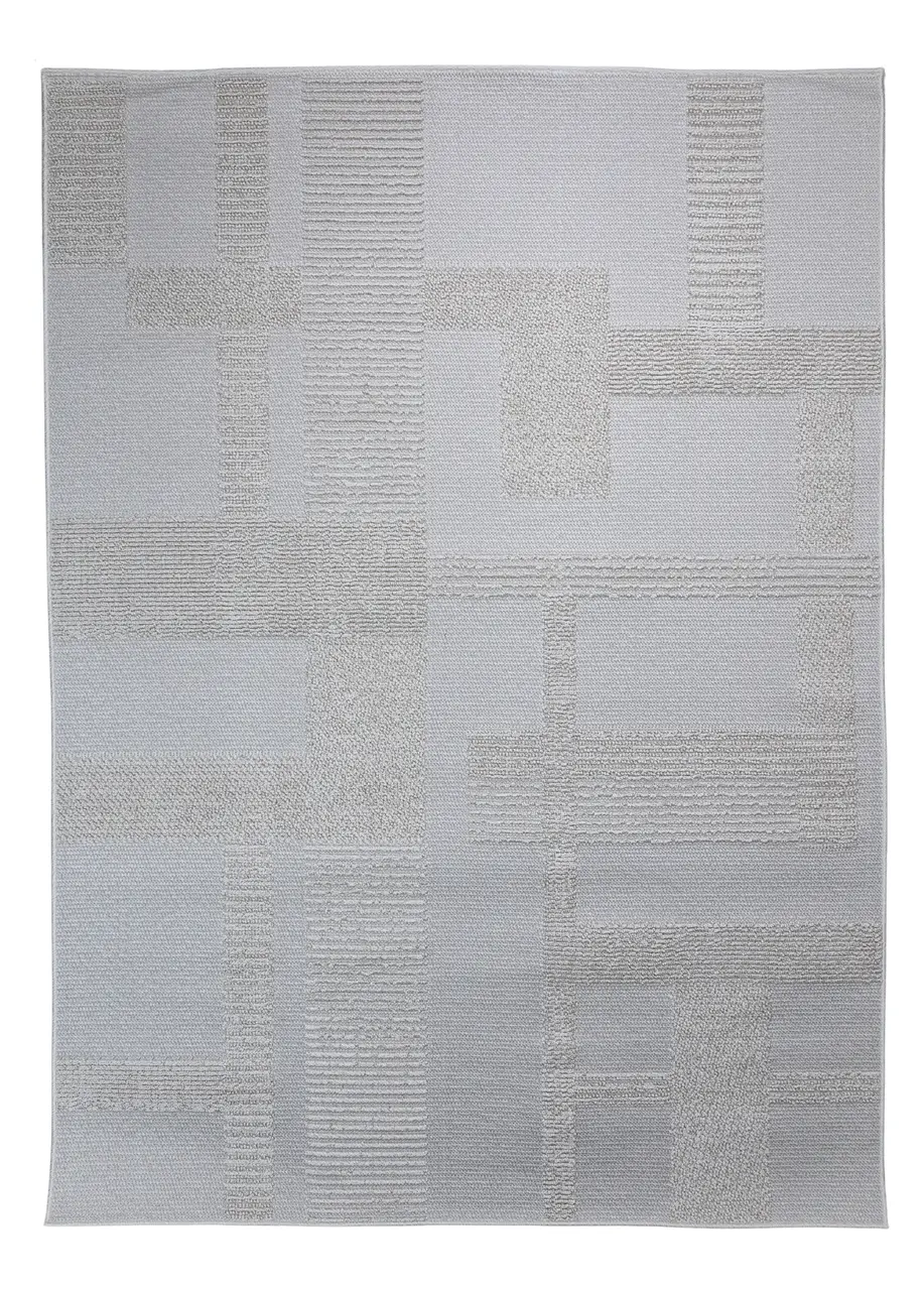 Tapete Texturizado Crema con Bloques de Rayas en Relieve