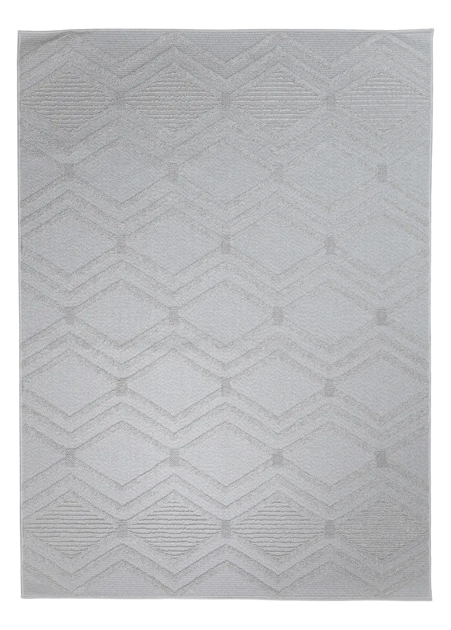 Tapete Geométrico Crema con Rombos Alargados en Relieve