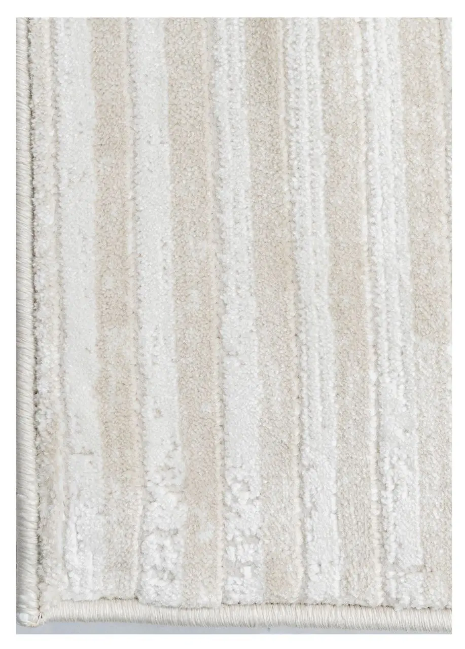 Tapete Geométrico Beige con Semicírculos y Rayas