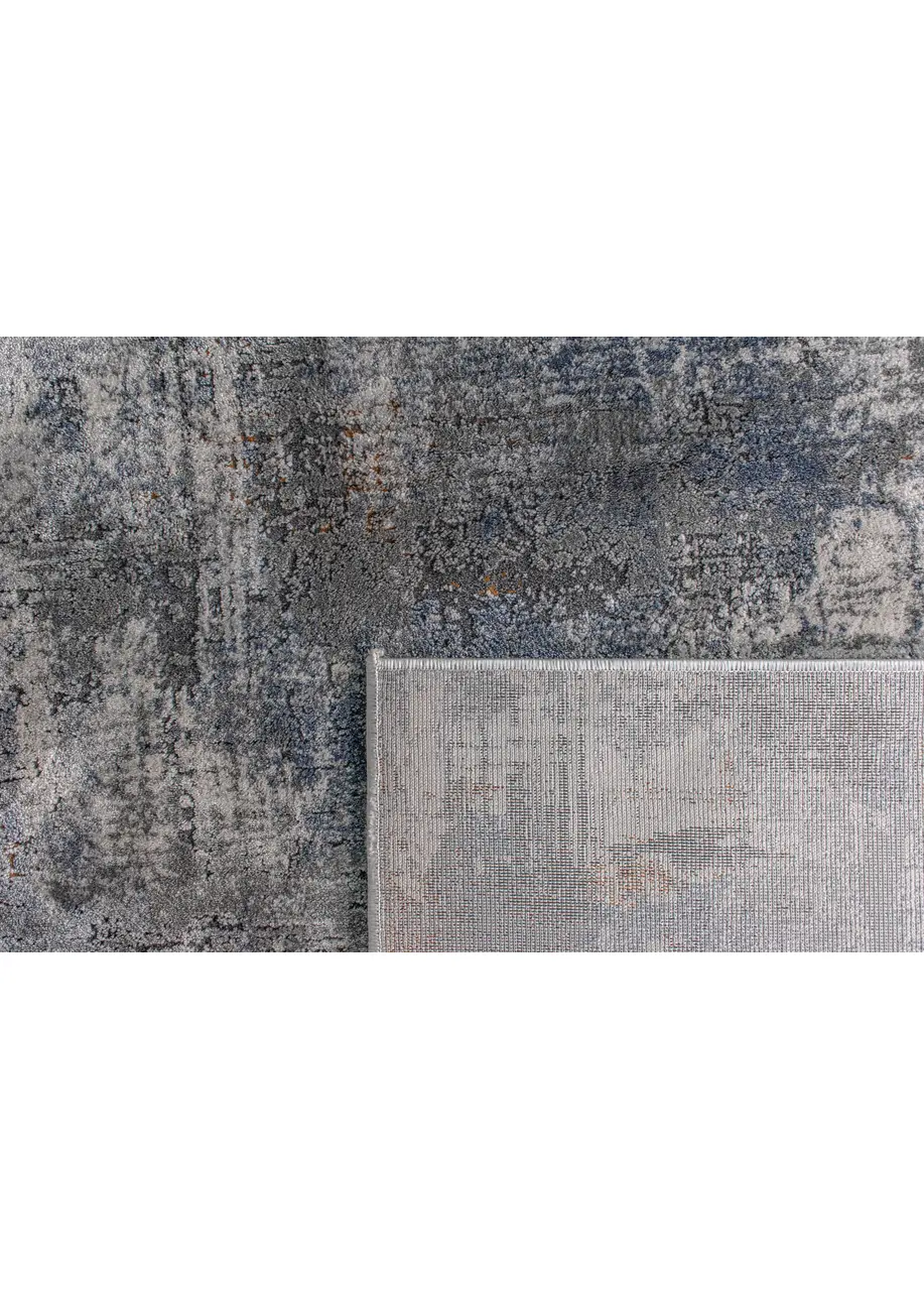 Tapete Abstracto Gris Claro con Manchas en Azul y Cobre