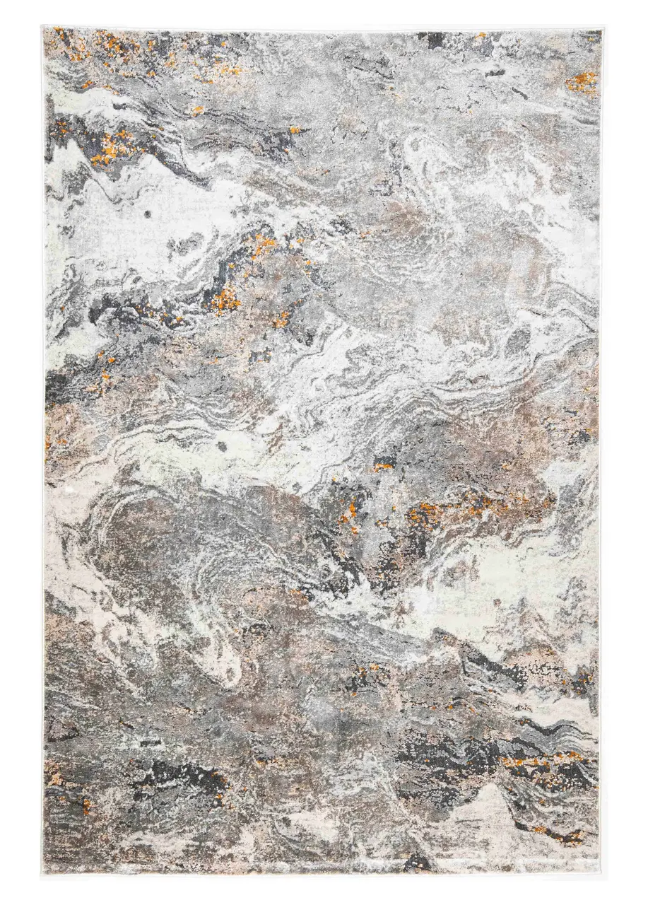 Tapete Abstracto Gris con Oleaje de Ágata en Ámbar