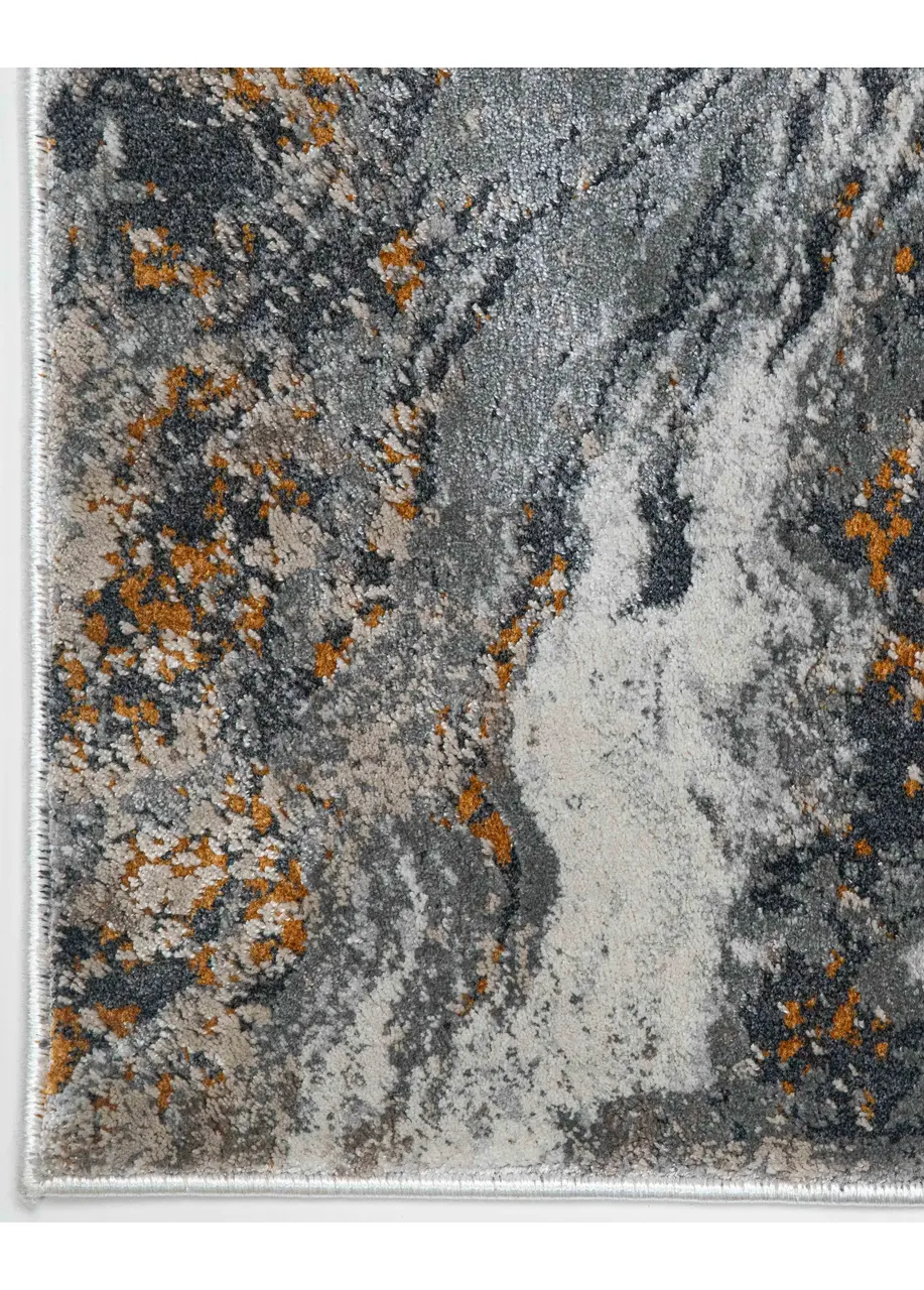 Tapete Abstracto Gris con Oleaje de Ágata en Ámbar