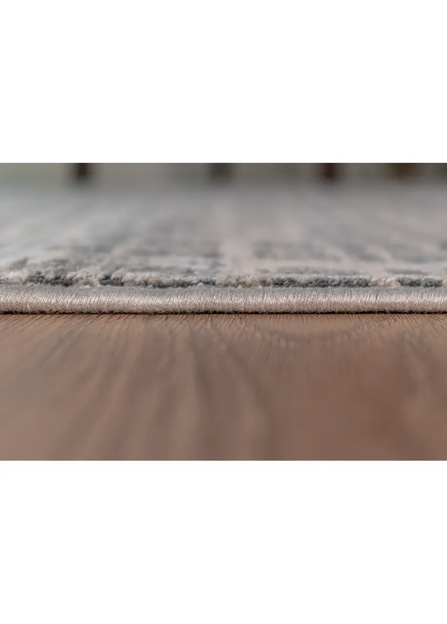 Tapete Moderno Gris Carbón con Cuadrícula en Beige