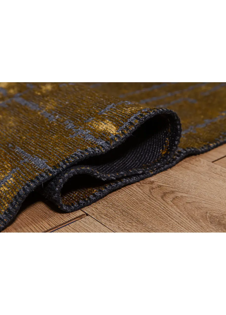 Tapete Vintage Dorado con Cuadrícula en Gris