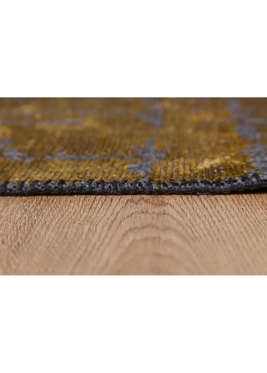 Tapete Vintage Dorado con Cuadrícula en Gris