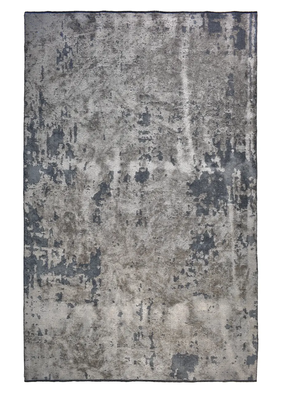 Tapete Vintage Gris con Manchas Desgastadas en Azul