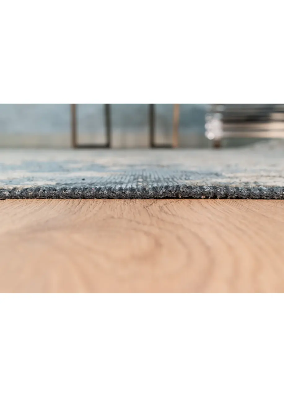 Tapete Vintage Gris con Manchas Desgastadas en Azul