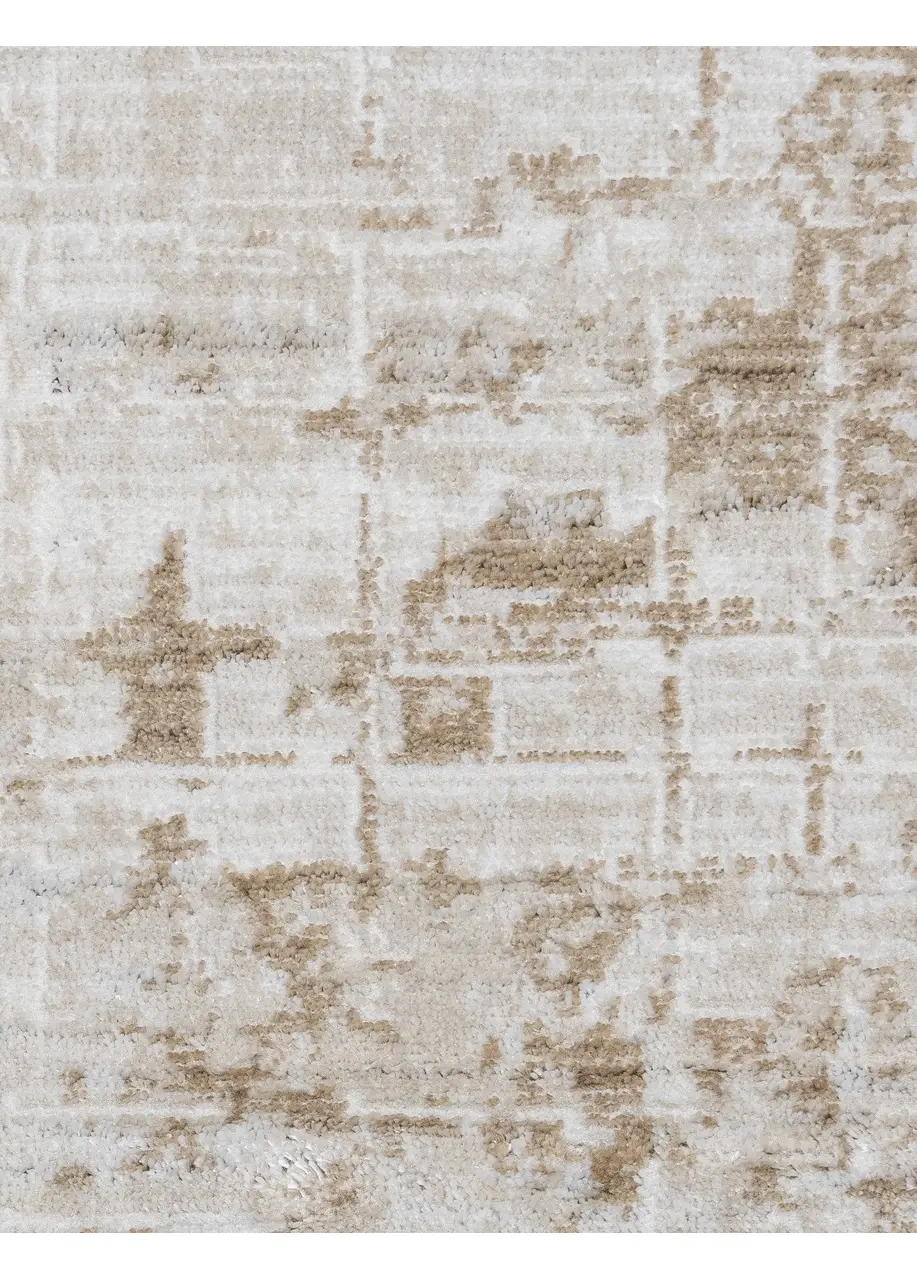 Tapete Abstracto Marfil con Manchas Envejecidas en Camel - Vista alternativa