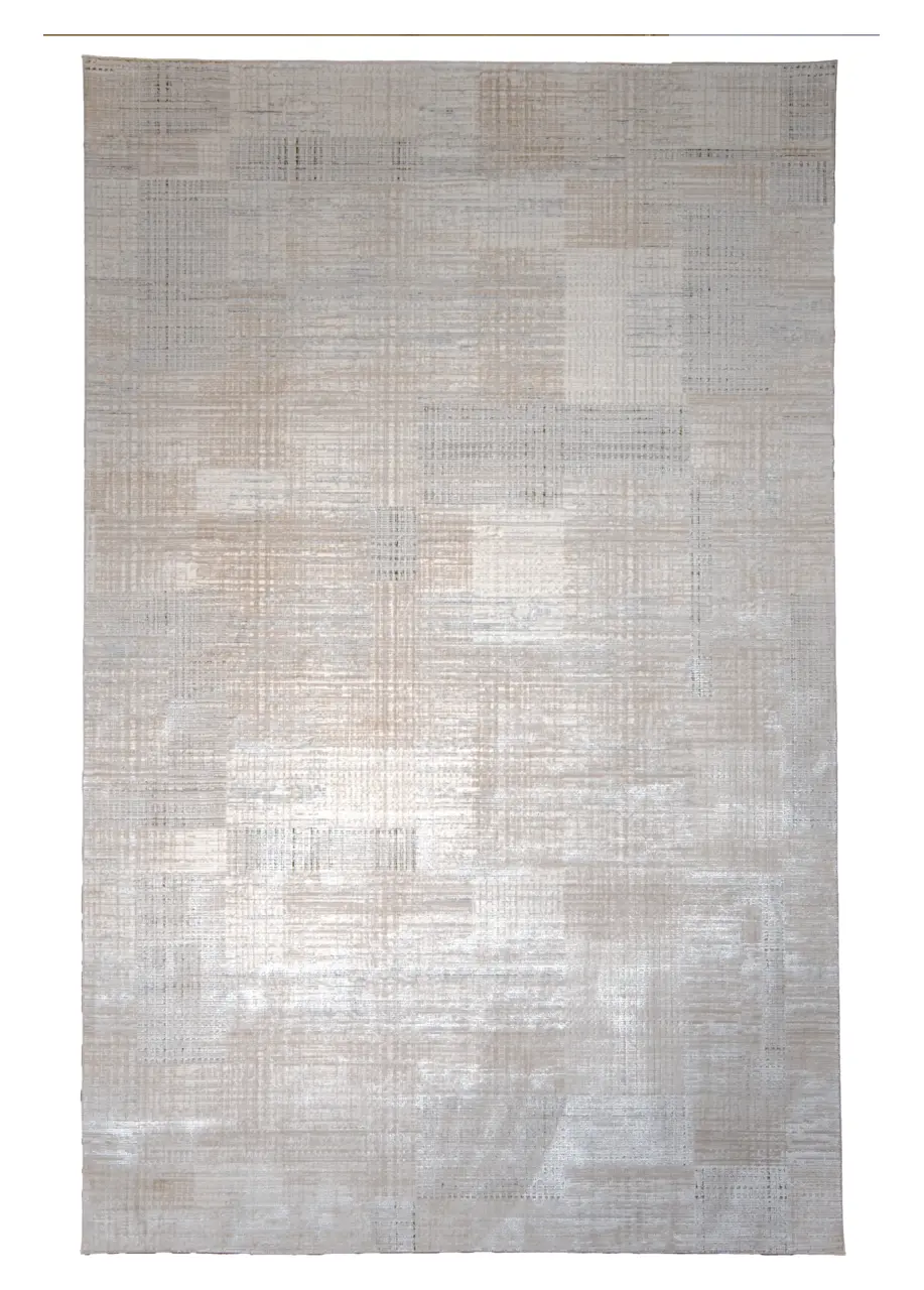 Tapete Moderno Marfil con Cuadrícula Fina en Beige