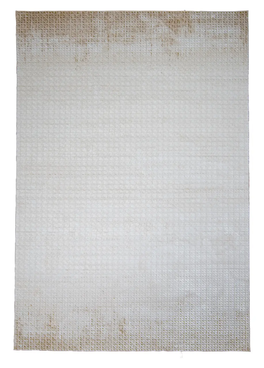 Tapete Texturizado Marfil con Cuadrícula de Triángulos en Relieve