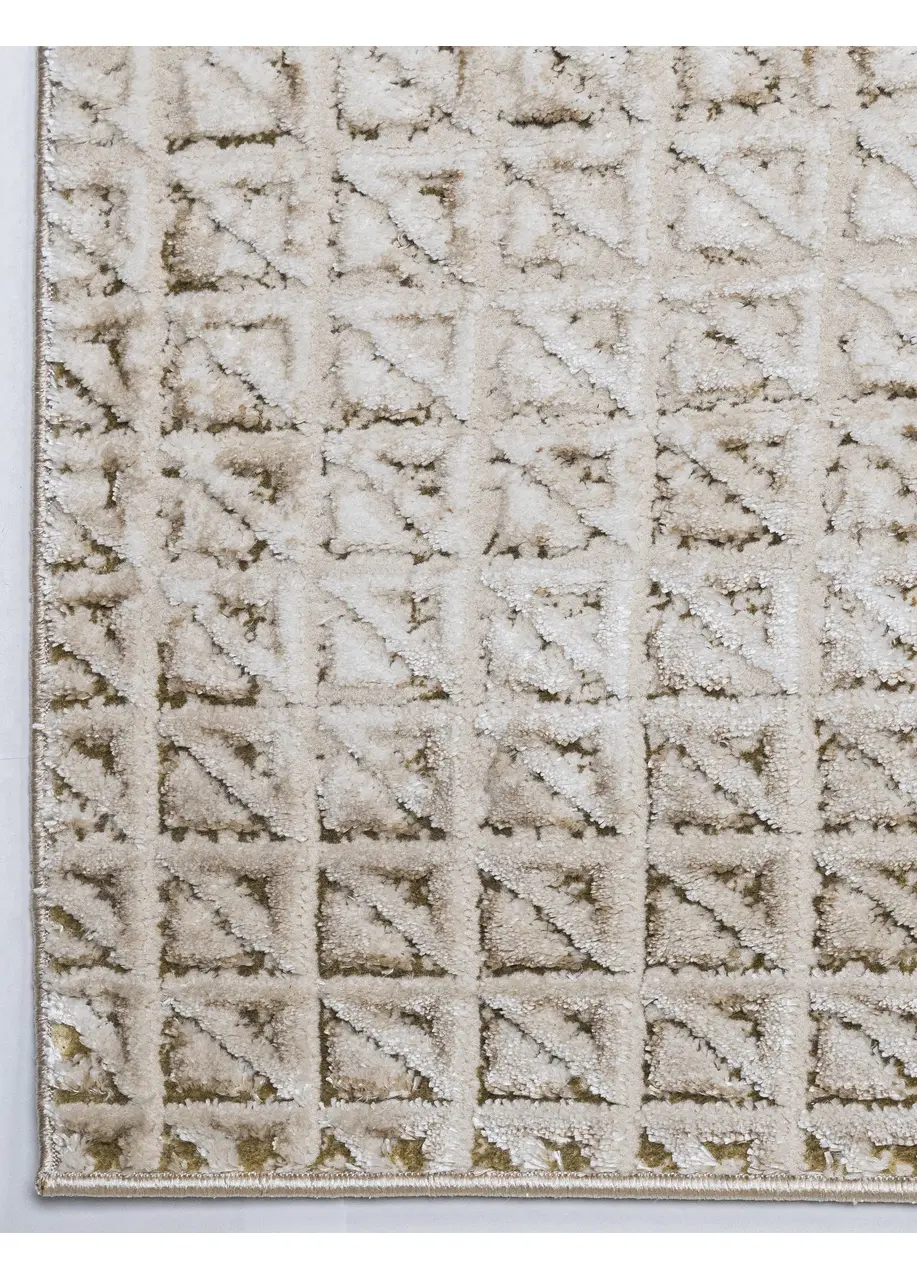 Tapete Texturizado Marfil con Cuadrícula de Triángulos en Relieve